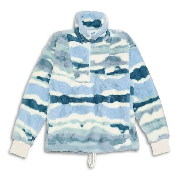 NWT Mountain and Isles Women's Quarter Zip Neck Super Plush Printed Sherpa Fleec - Picture 2 of 5